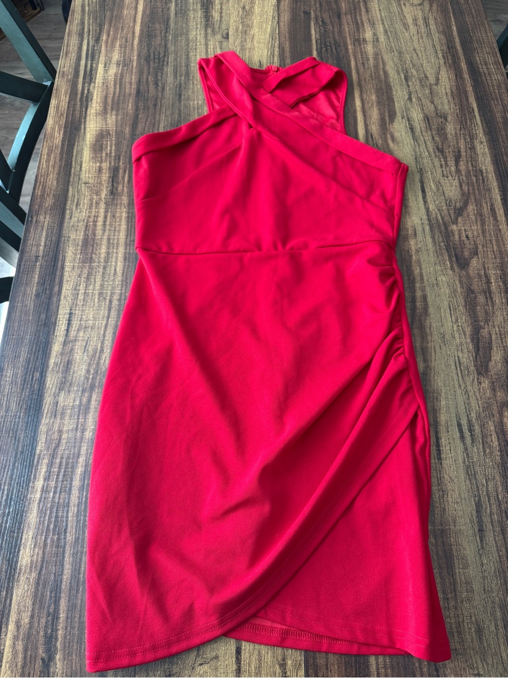 SHEIN Red Crisscross Halter Wrap-Front Mini Dress